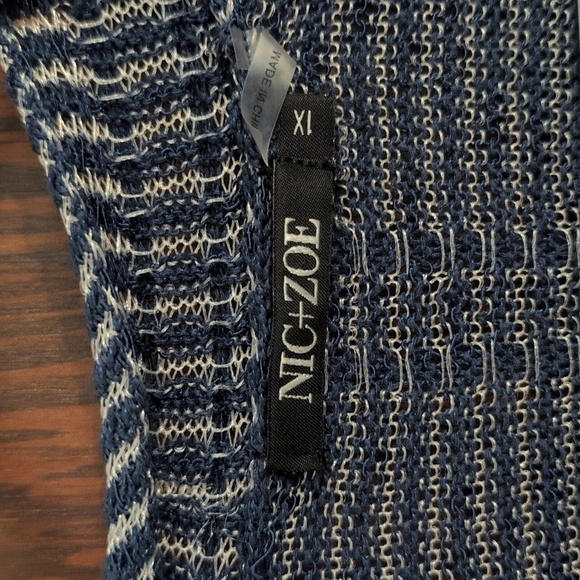 Nic + Zoe Blue Knit Open Front Long Sleeve Cardigan Size 1X - Picture 2 of 7